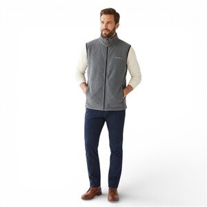 Eddie Bauer Full Zip Fleece Vest Gray Gorpcore Outdoor Lightweight Casual Mens L